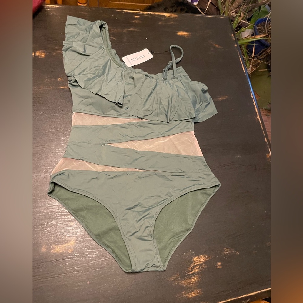 TATITIVS one piece swimsuit with Ruffle/Medium/NWT/Green/Olive